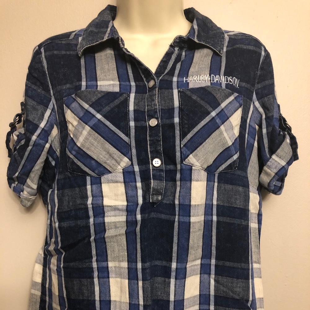 Harley Davidson Blue Plaid